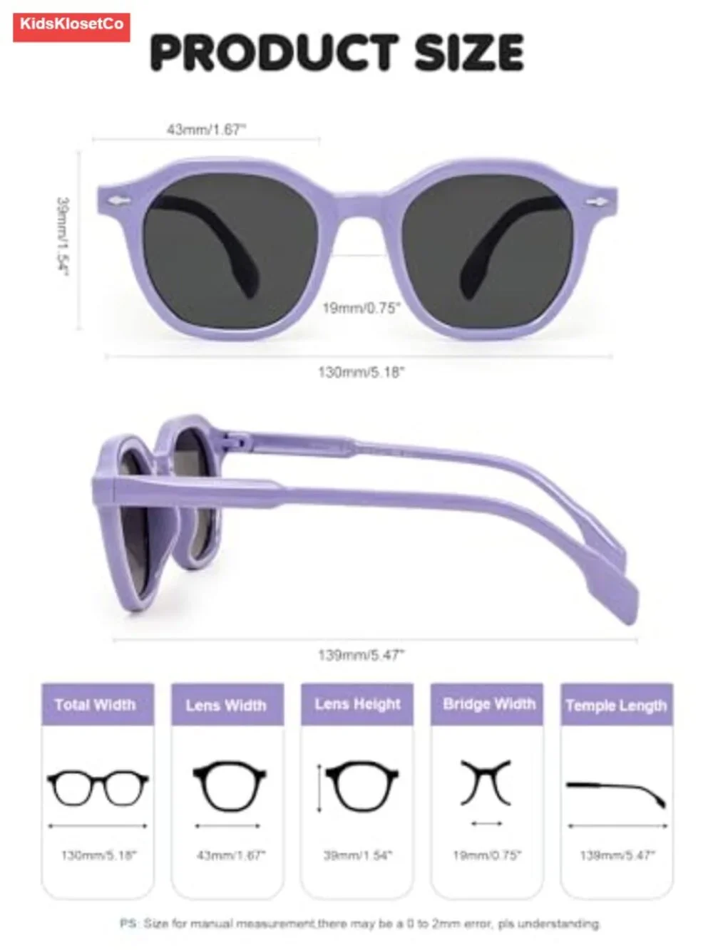 Kids Polarized Sunglasses UV400 Protection Round Frame TPEE Rubber